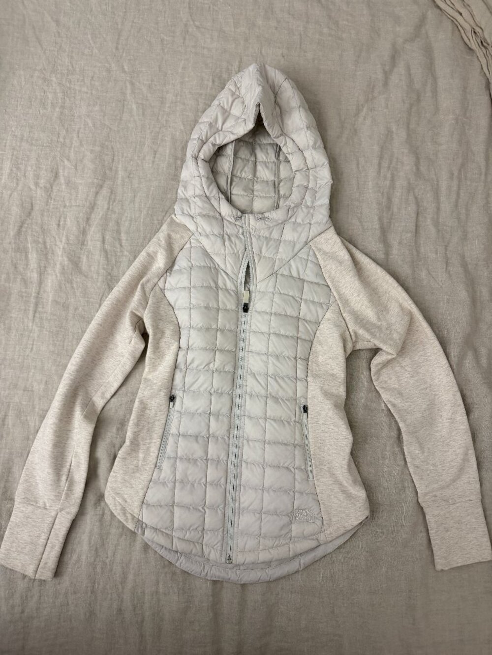The North Face Jacket Womens ThermoBall Hybrid White Beige Sweatshirt
